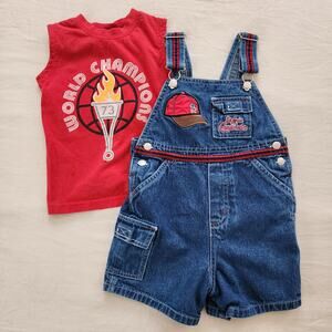 Vintage Sporty + SL Cardinals Shortalls & Shirt Bundle 3t/4t